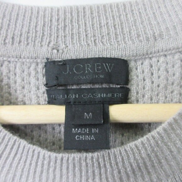 J Crew Men's Womens Shirt M Gray Italian 100% Cashmere HOLE Sweater Top 176 - Picture 3 of 8